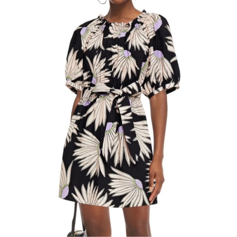 kate spade Black Floral Mini Dress with Cream and Lavender Accents